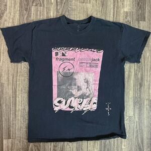 Travis Scott Cactus Jack × Fragment ‘Surreal’ Pink Graphic Tee — Streetwear